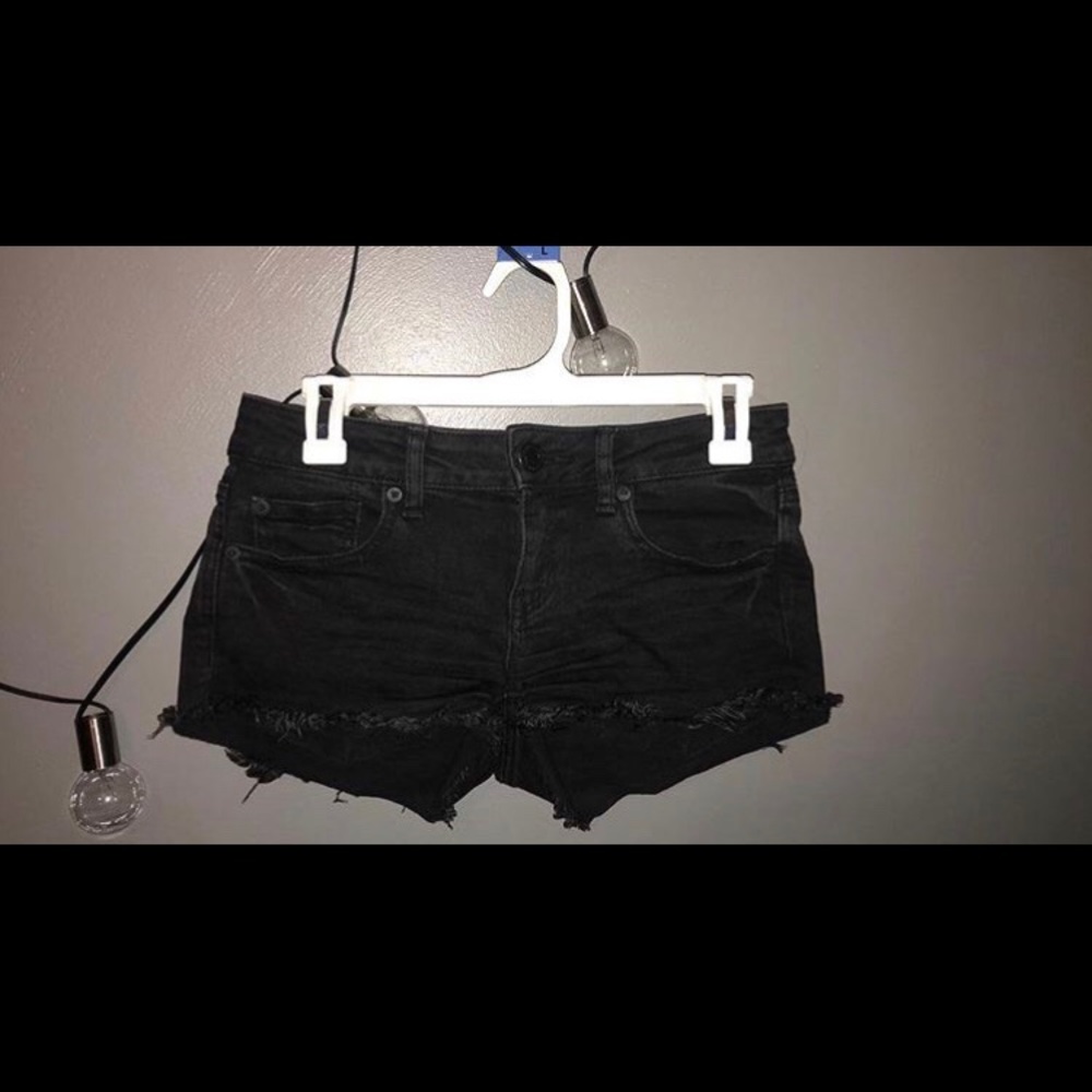 black jean shorts